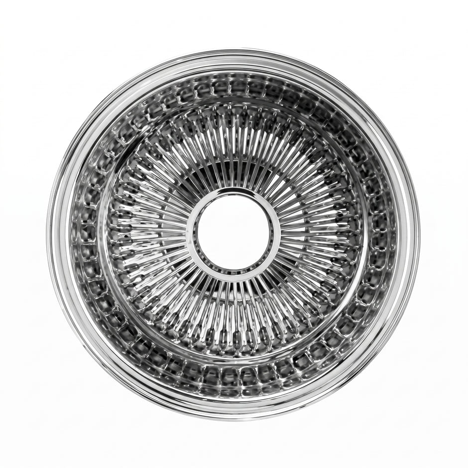 14X7 Standard CHROME 100 SPOKE LOWRIDER WIRE WHEELS