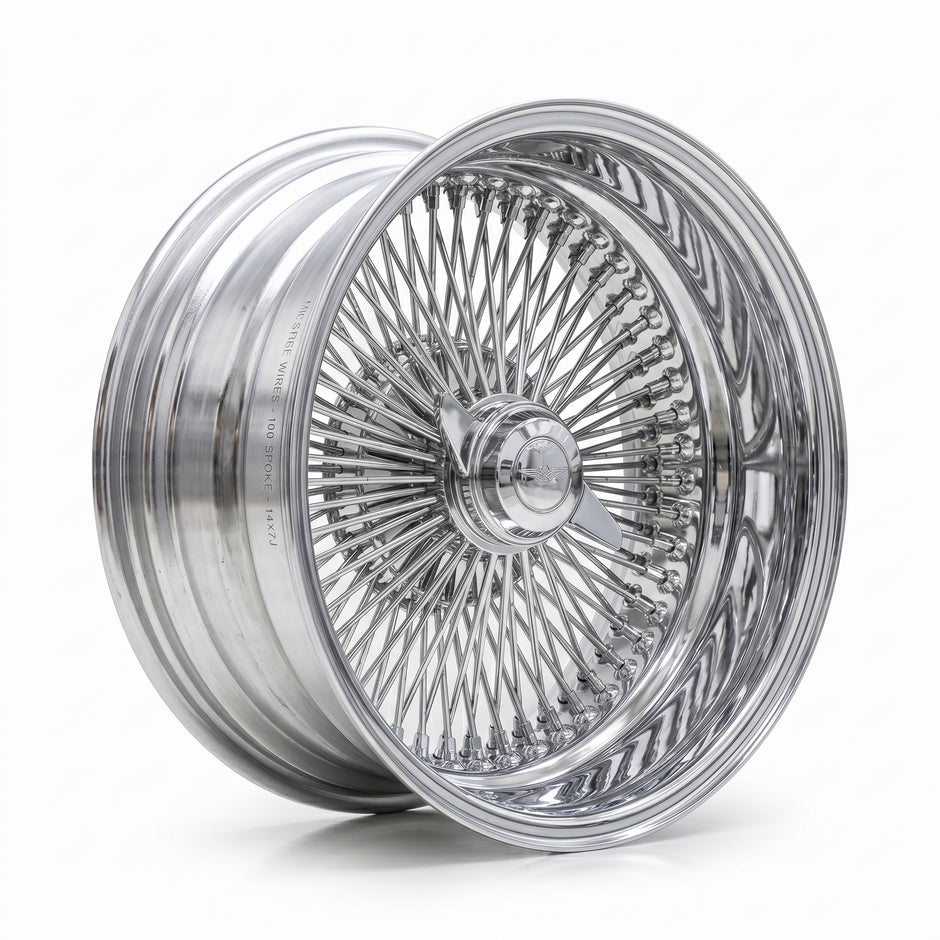 WIRE WHEELS 14X7 REVERSE CHROME 100 SPOKE