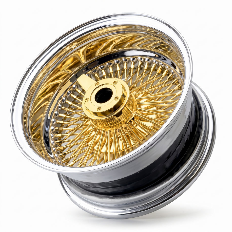 13x7 100 Spoke Straight Lace Reverse Gold Center