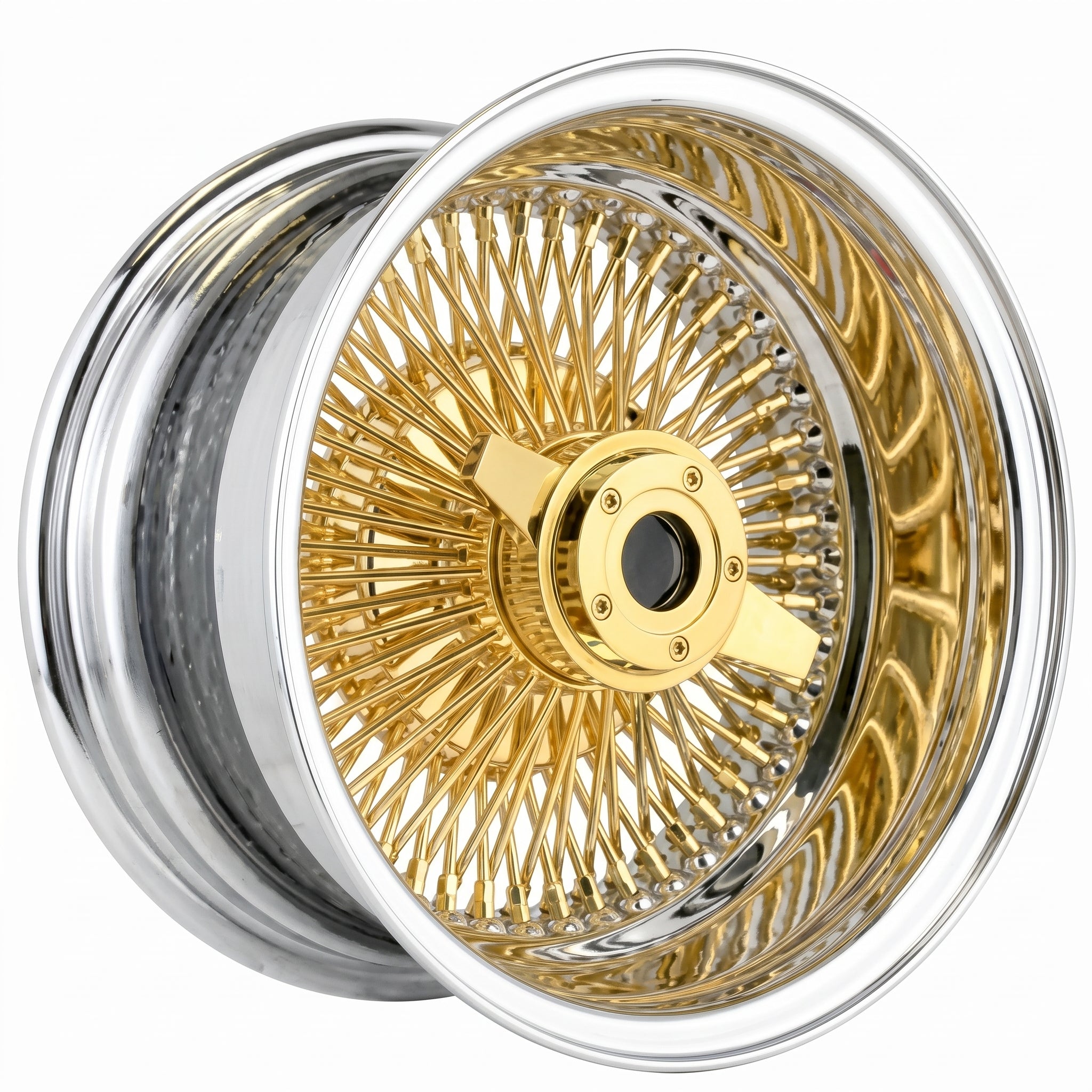 14x7 100 Spoke Straight Lace Reverse Gold Center