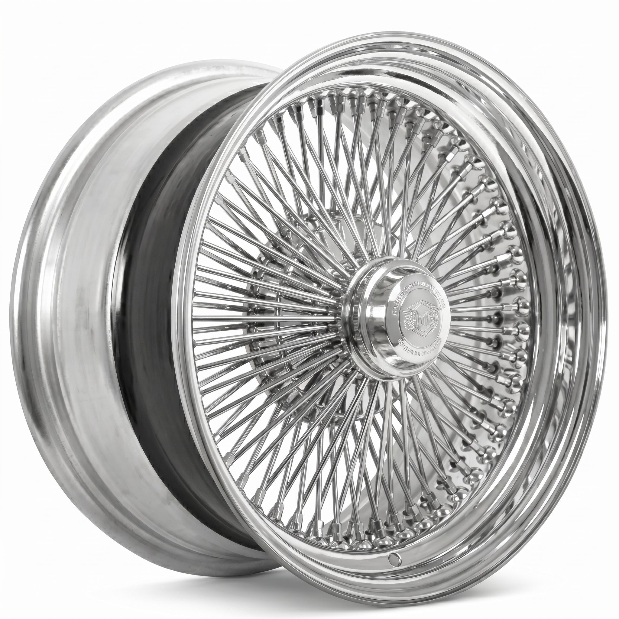 14X7 Standard CHROME 100 SPOKE LOWRIDER WIRE WHEELS