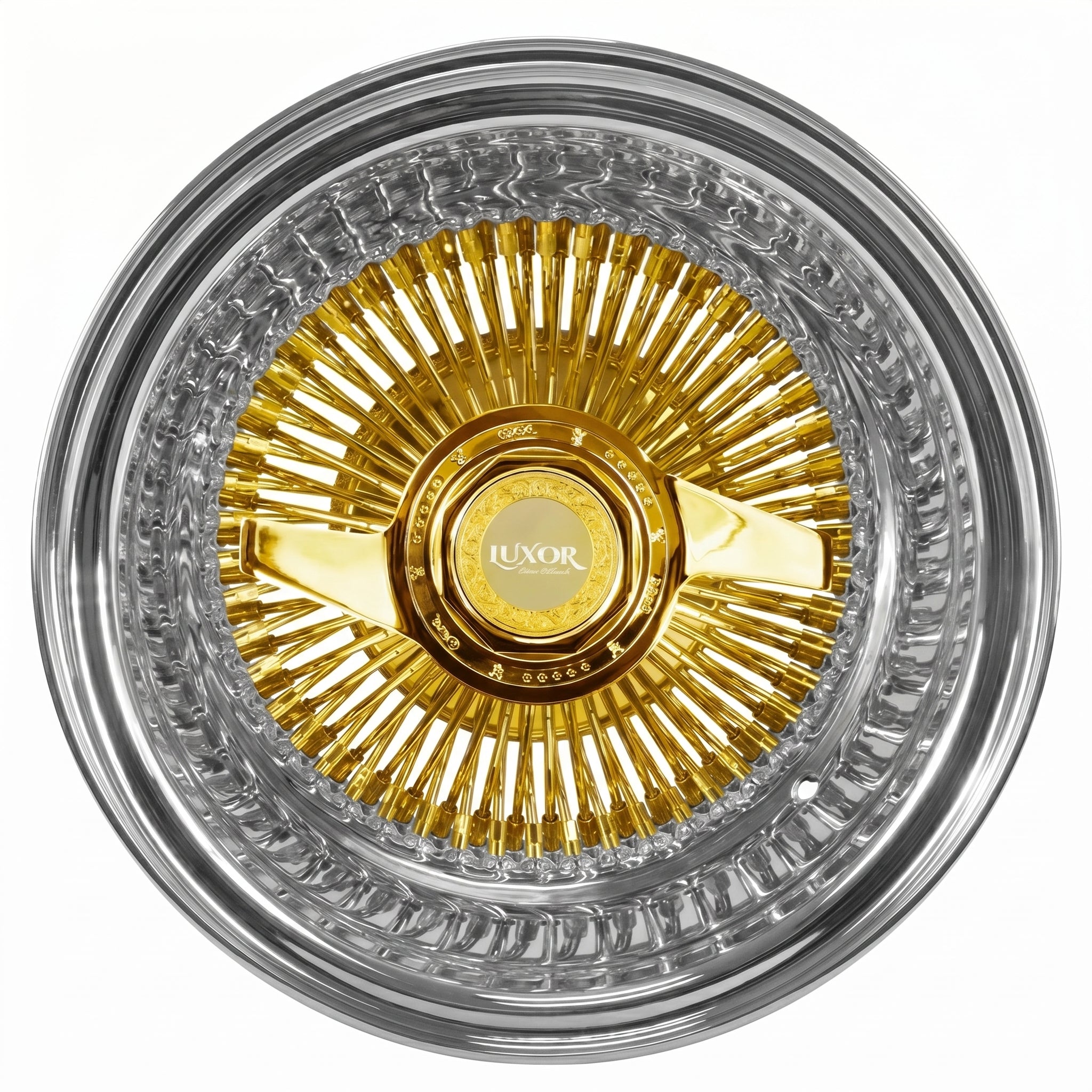 Luxor 17x9 100 Spoke Straight Lace Reverse Gold Center