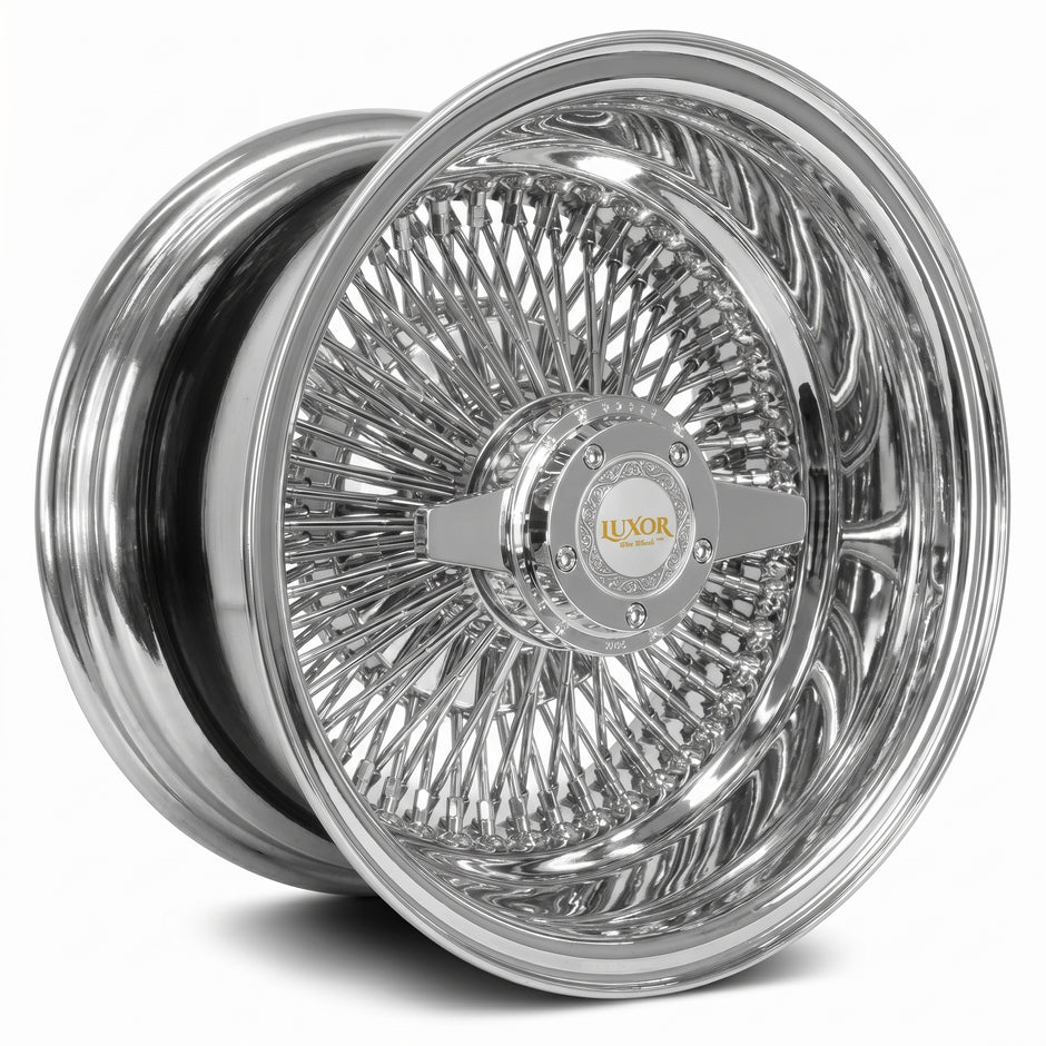 Luxor 15x8 100 Spoke Straight Lace Reverse Chrome