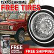 15x10 100 Spokes Straight Lace Reverse Chrome Wheel Set with Free Tires & Chrome Detailer