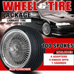 17x8 100 spokes Straight Lace Standard Chrome Wheel Set with Lionhart Tires
