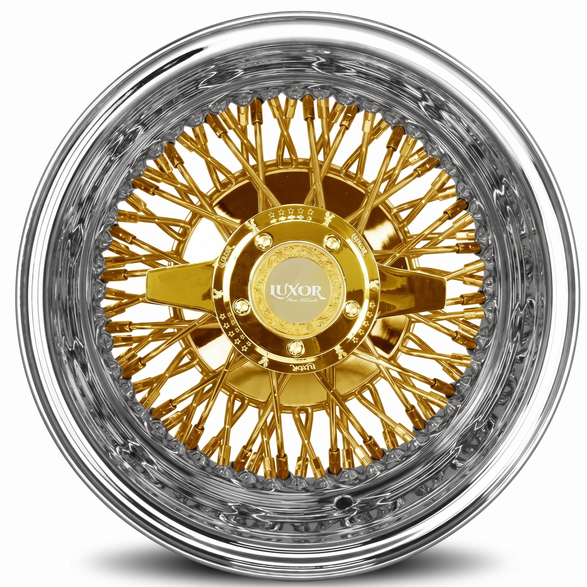 Luxor 13x7 72 Spoke Cross Lace Reverse Gold Center