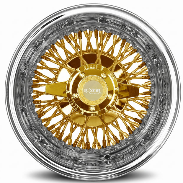 Luxor 13x7 72 Spoke Cross Lace Reverse Gold Center