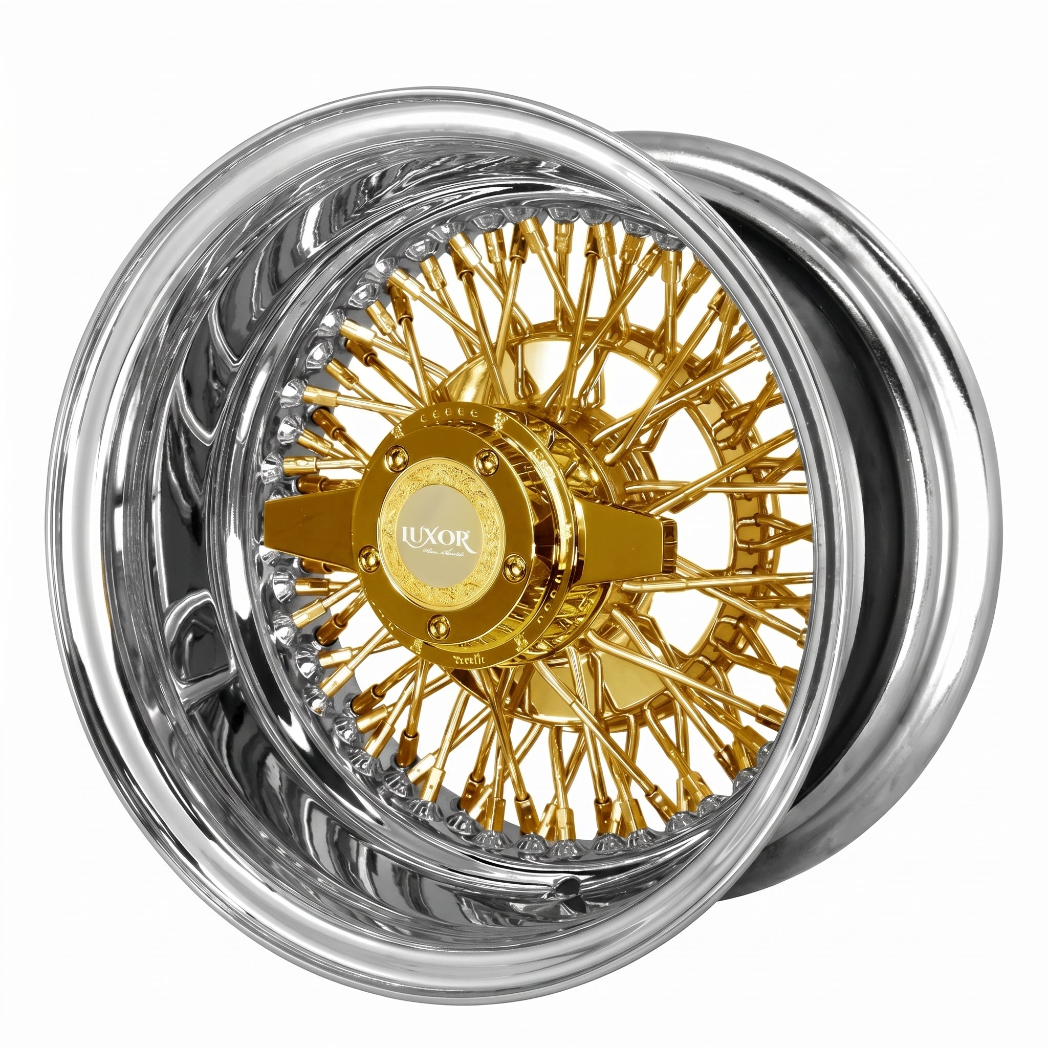 Luxor 13x7 72 Spoke Cross Lace Reverse Gold Center