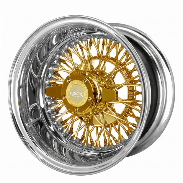 Luxor 13x7 72 Spoke Cross Lace Reverse Gold Center