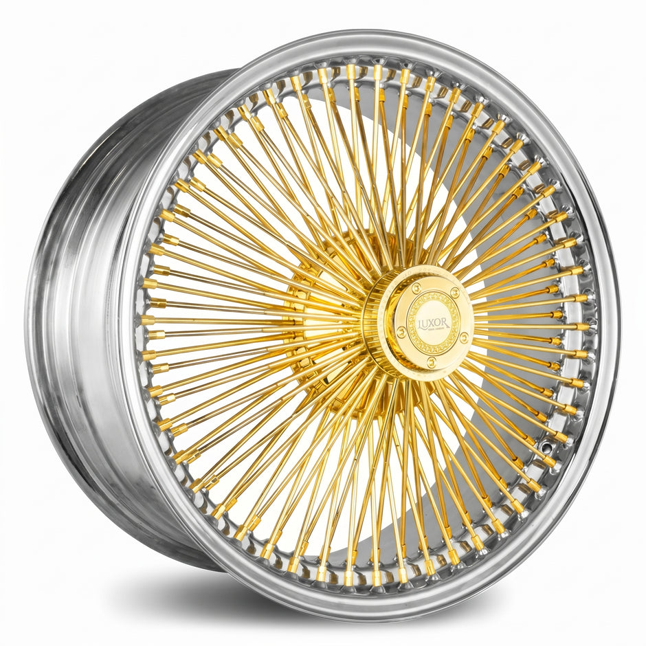 Luxor 17x8 FWD 100 Spoke Straight Lace Gold Center