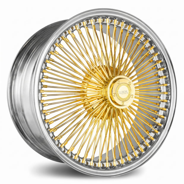 Luxor 17x8 FWD 100 Spoke Straight Lace Gold Center