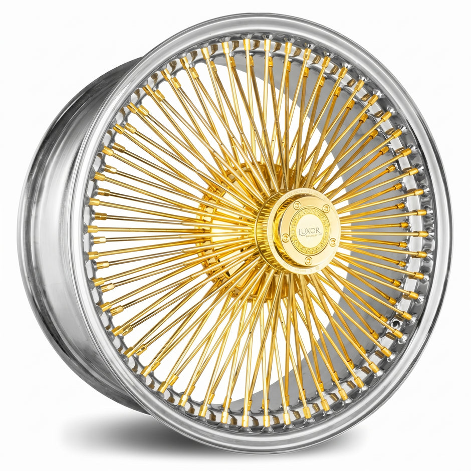 Luxor 22x8 FWD 150 Spoke Straight Lace Gold Center