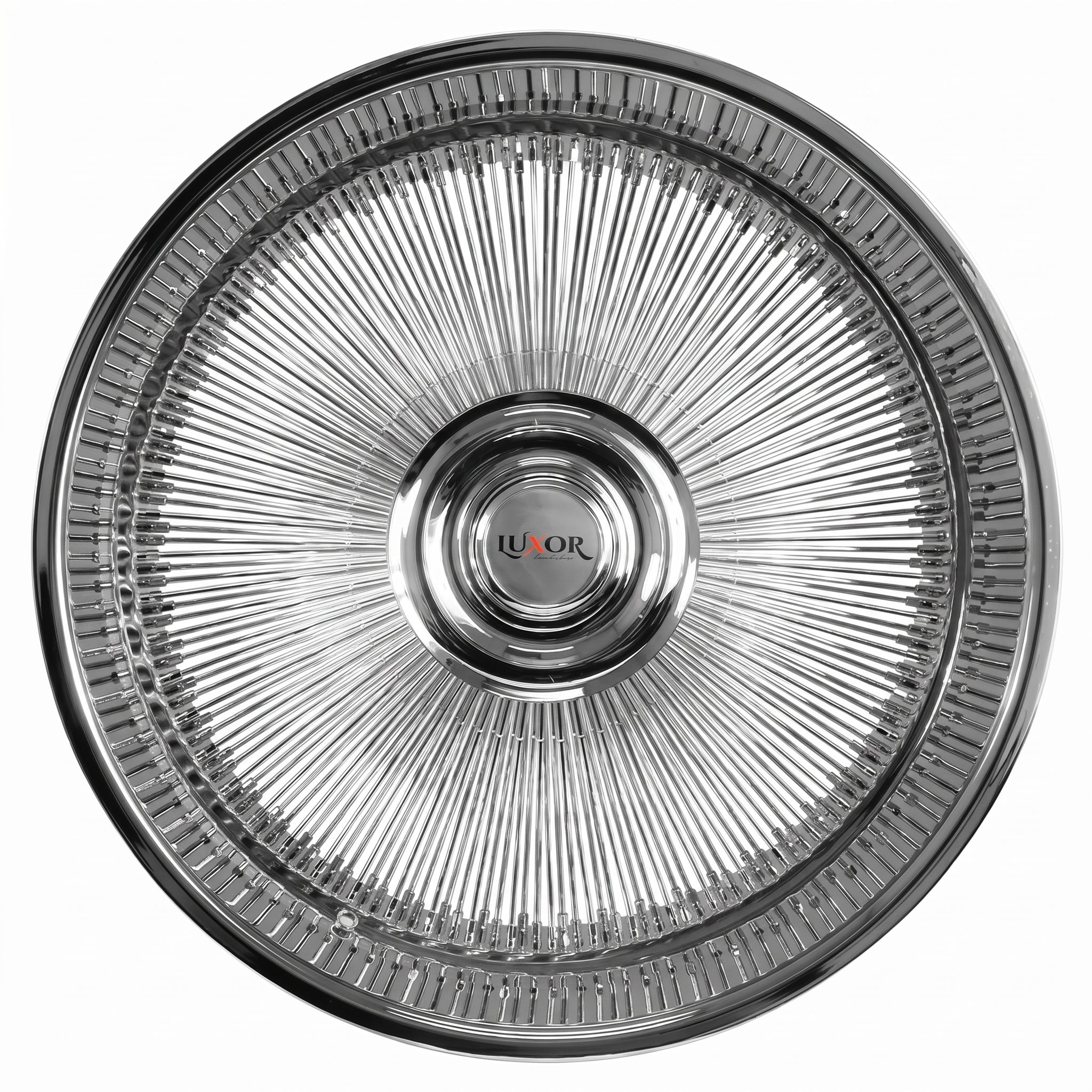 26 Spoke 180 Straight Lace Forged Alloy Wheel All Chrome with Floating Luxor Caps