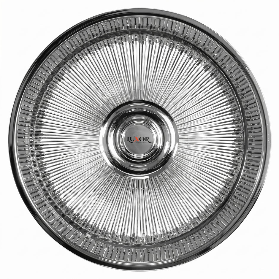 26 Spoke 180 Straight Lace Forged Alloy Wheel All Chrome with Floating Luxor Caps